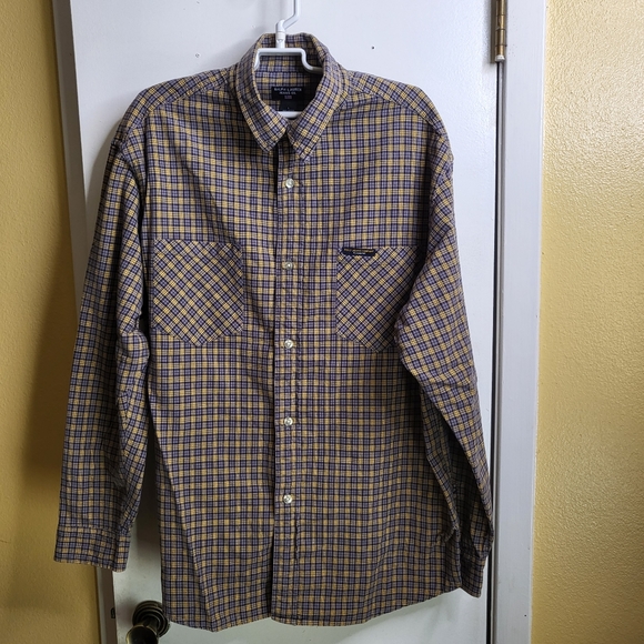 Ralph Lauren Jeans Co. Mens Shirt Yellow/Blue Plaid Button DownVintageSize Large - Picture 1 of 6